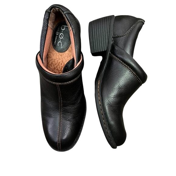 b.o.c. Shoes - boc Born Peggy Clogs Size 7 Black Pebbled Leather Chunky Stacked Heel Mules